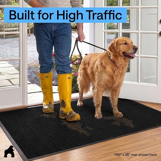 GORILLA GRIP Waterproof Traffic Guard Door Mat, 2 Pack Indoor Outdoor Durable - Image 7