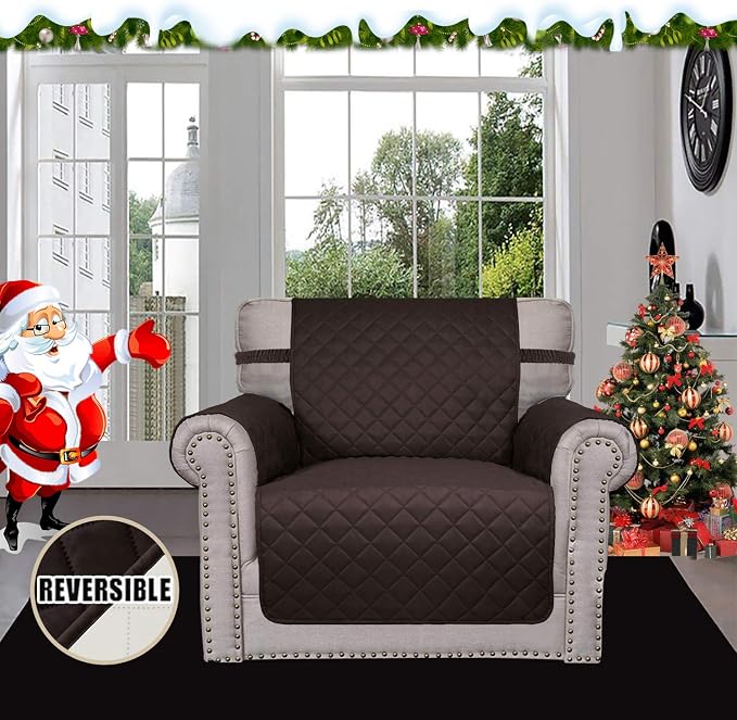 Easy-Going Reversible Couch Cover, Small Chair, Chocolate/Ivory | Machine - Image 2