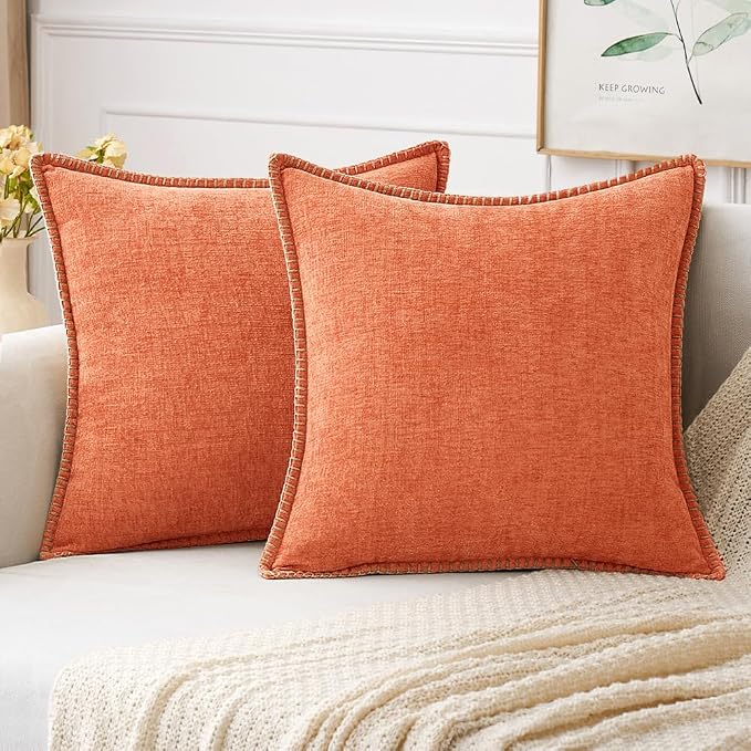 MIULEE Decorative Couch Throw Pillow Covers 20x20 Inch Coral Red 2 Pack | by MIULEE