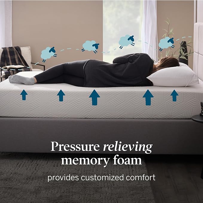 Lucid 10 Inch Memory Foam Mattress - Firm Feel - Infused with Refreshing Bamboo Charcoal and Cooling Gel - Bed in a Box - Temperature Regulating - Pressure Relief - Breathable - King Size