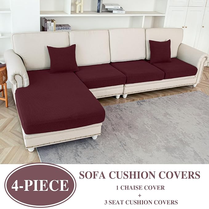 LA MEACK Couch Cushion Covers for Sectional Sofa L Shape Washable Separate Seat - Image 2