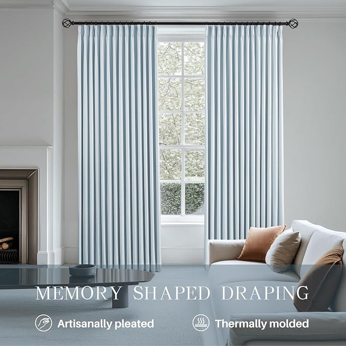Pinch Pleated Linen Curtains 100% Blackout 84 Inches Long - Image 3