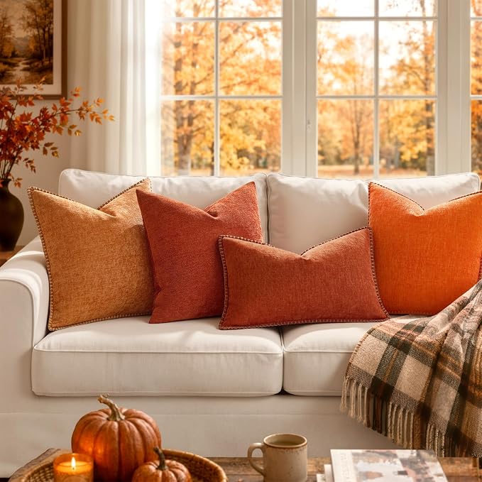 MIULEE Fall Decorative Couch Throw Pillow Covers 18x18 Inch Bright Orange | 2 - Image 6