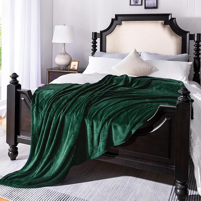 Forest Green Fleece Plush Throw Blanket 108"x90"for Couch Fuzzy Cozy | Super by JIAHANNHA