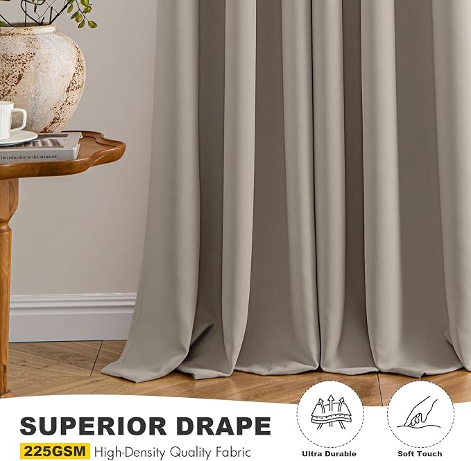 MIULEE Blackout Curtains for Bedroom 2 Panels 40 x 54 Inch Long Stone | Thermal - Image 5