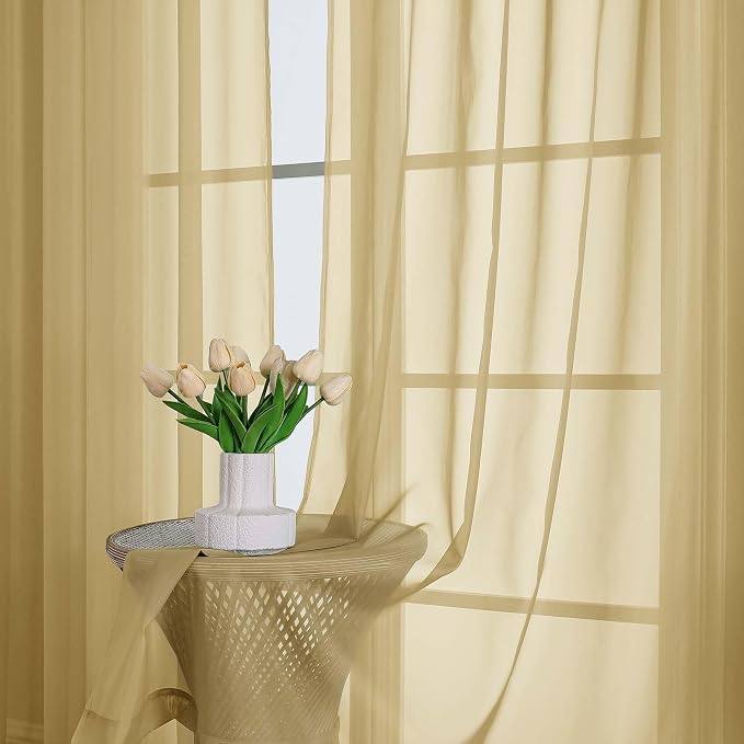 Sheer Gold Curtains 108 Inches Long - Image 3