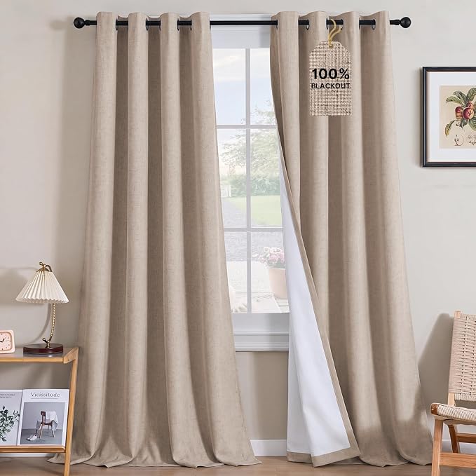 H.VERSAILTEX Linen Curtains 100% Blackout Curtains by HVERSAILTEX