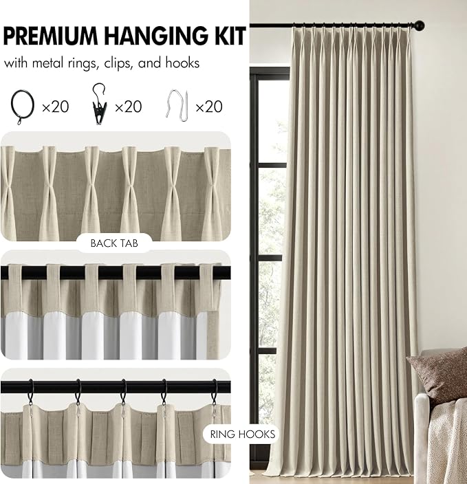 MIULEE Burlywood Birch Pinch Pleated 100% Blackout Curtains 40x108 Inches | - Image 8