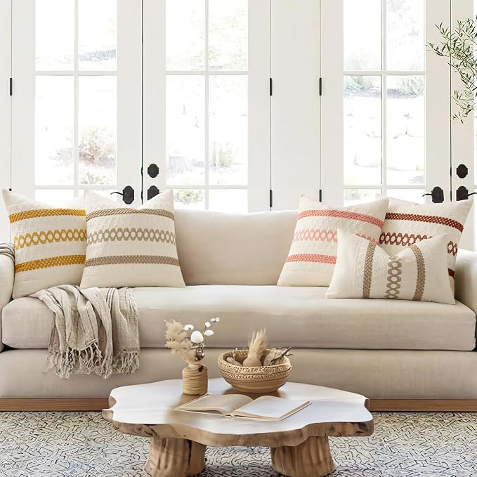 MIULEE Set of 2 Fall Rust Decorative Lumbar Pillow Covers 12x20 | Farmhouse - Image 3