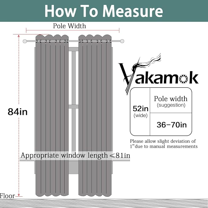 Yakamok Room Darkening Curtains 52x84 inch Length Black-Living Room | 2 panels - Image 7