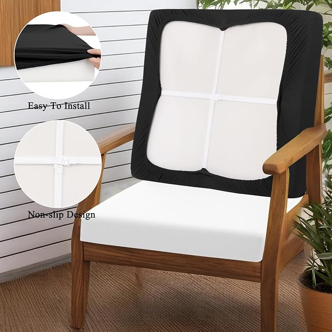 HEBE Outdoor Cushion Covers 12 Pcs, Stretch Patio Sofa Couch Cushion Cover | - Image 4