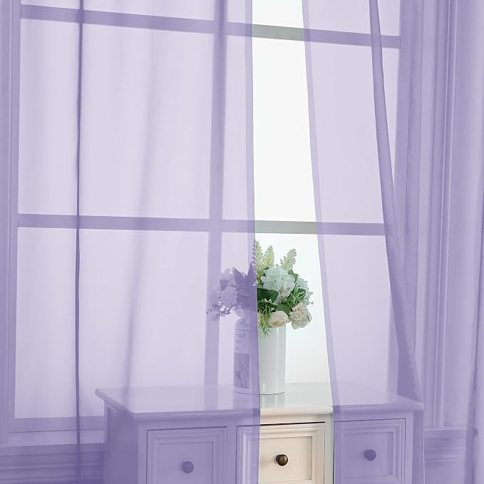 Lavender Sheer Curtains 72 Inches Long 2 Panels - Image 4