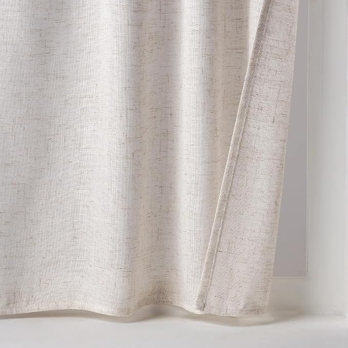 MIULEE Kitchen Curtain 36 Inch Long 2 Panels Natural Linen White Farmhouse | - Image 7
