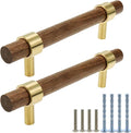 Drawer 5.51"/140mm Pulls Brass Walnut Kitchen Wardrobe Cabinet Hardware Pull Handle with Screw,24Pcs