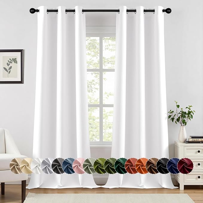 MIULEE Blackout Curtains for Bedroom 2 Panels 40 x 90 Inch Long Pure White | by MIULEE