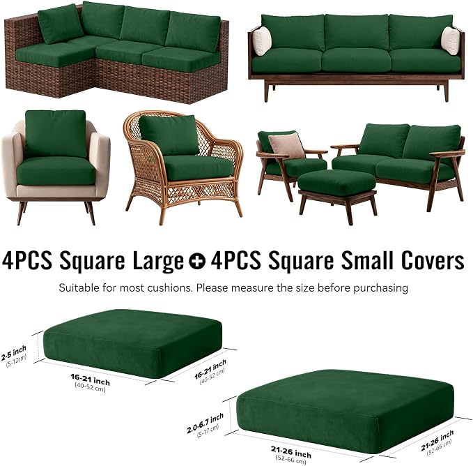 8Pcs Outdoor Cushion Covers, Stretch Patio Furniture Couch Chair Slipcovers | - Image 2