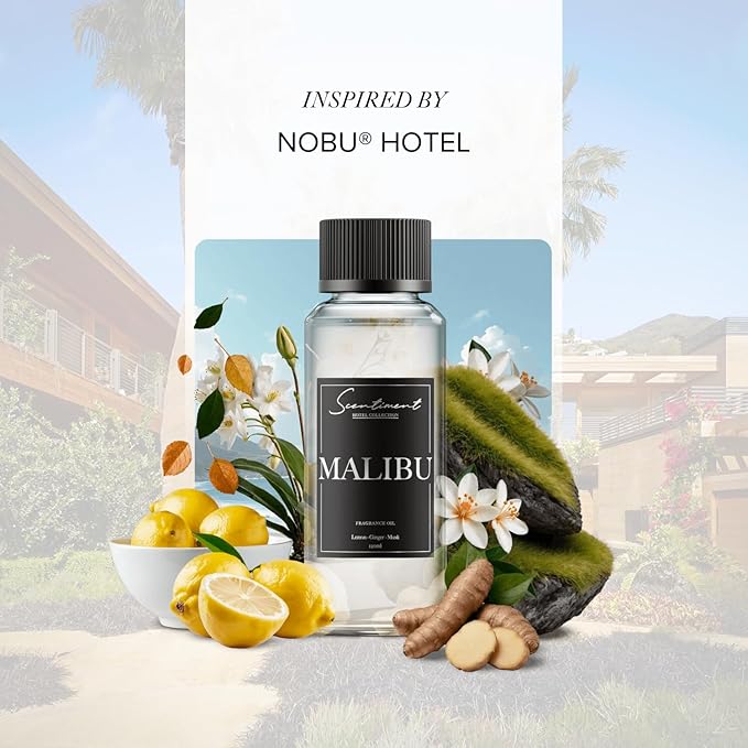 Scentiment Diffuser Oil- Malibu | Aromatherapy Home Fragrance | Inspired by Nobu® Hotel | Luxurious Scent with Notes of Lemon, Ginger, Musk (20 mL)