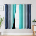 Navy Blue and Teal Gradient Blackout Curtains by ESTELARTEXTILER