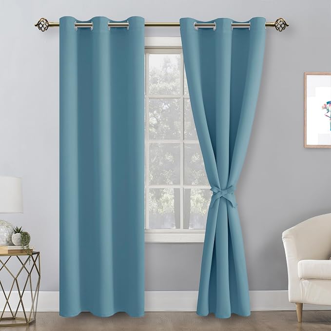 Blackout Curtains for Bedroom, 42 x 84 Inches, Stone Blue, 2 Panels | Thermal - Image 8