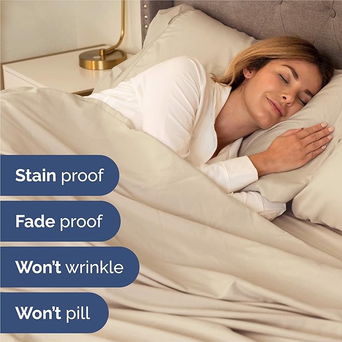 Twin 4 Piece Sheet Set - Comfy Breathable & Cooling - Ultra Soft Hotel Luxury Bedding Set with 8-16 Inch Deep Pockets - 1 Flat & 1 Fitted Sheet & 2 Pillowcases - Cozy, Wrinkle Free & Easy Care - Wheat
