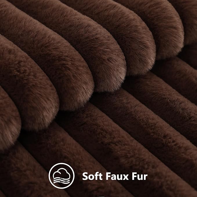 decorUhome Fall Faux Fur Throw Pillow Covers 12x20 Set of 2 Dark Brown | - Image 7