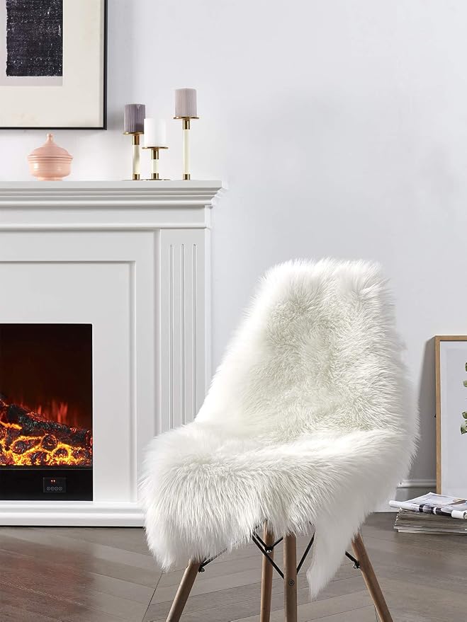 SERISSA 2x3 Fluffy White Faux Sheepskin Shaggy Rug - Image 2