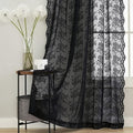YJ YANJUN Vintage Lace Curtains 72 inch Length Goth Black Floral Sheer by YJYANJUN
