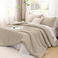 Litanika Khaki California King Comforter Set - 3 Pieces Cal King Lightweight Soft Solid Bed Comforter, Oversized All Season Down Alternative Bed Set (104x96In, 2 Pillowcases)