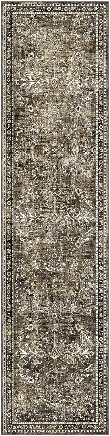 Yamaziot 2x8 Washable Hallway Runner Rug Non Slip Floral Carpet, Tan | Soft - Image 8