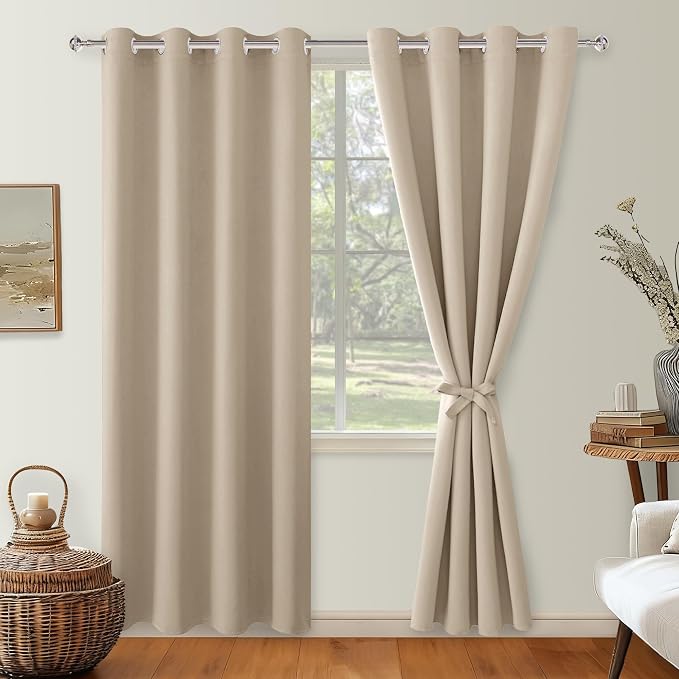 Blackout Curtains for Bedroom, 52 x 96 Inches Long, Taupe 2 Panels | Thermal - Image 8