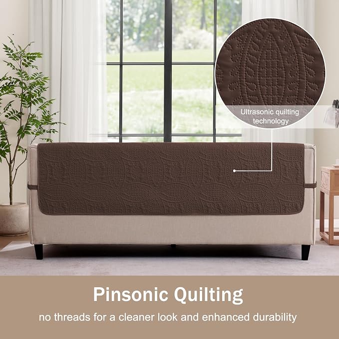 Quilted Sofa Slipcovers with Pockets, Medallion Designed Anti-Slip Couch Covers - Image 9