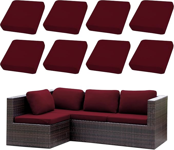8PCS Patio Cushion Covers.Patio Furniture Couch SeatSlipcovers | Washable by SUKAIKEQA
