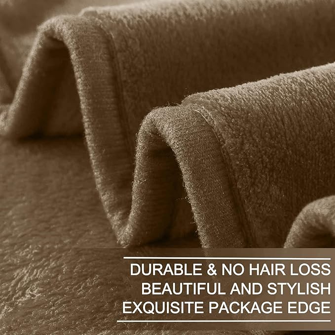 Fleece Blankets for All Season - Premium Lightweight Anti-Static Throw for King Size Bed Extra Soft Brush Fabric Warm Sofa Thermal Blanket 90" x 108"(Taupe)