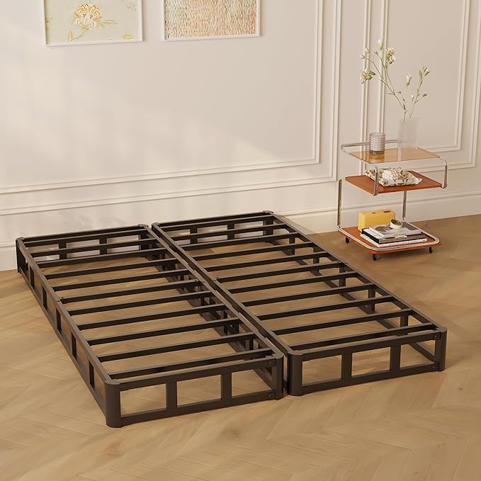 Split Full Box Spring 5 Inch, Easy Assembly Bed Foundation, Heavy Duty Low Profile Metal Box Spring for Full Bed with Fabric Cover, Noise Free