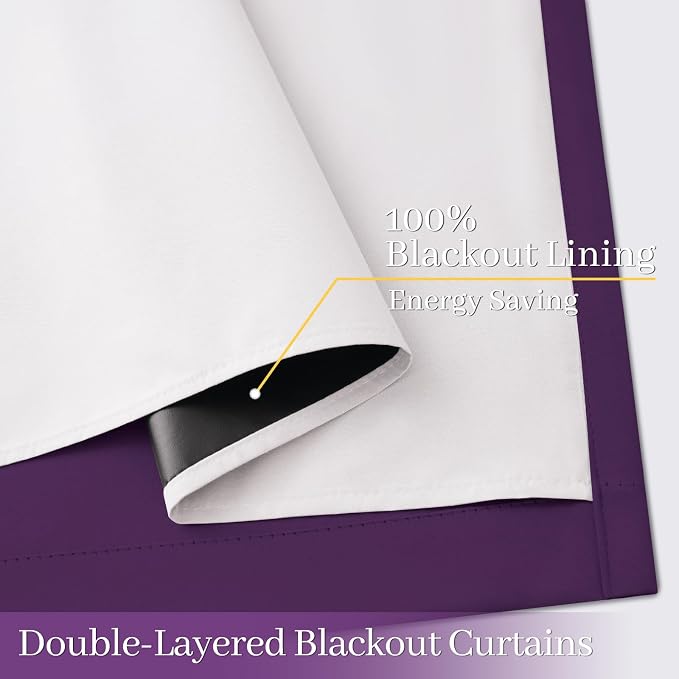 Yakamok Purple 100% Blackout Curtains 63 Inches Long - Image 4
