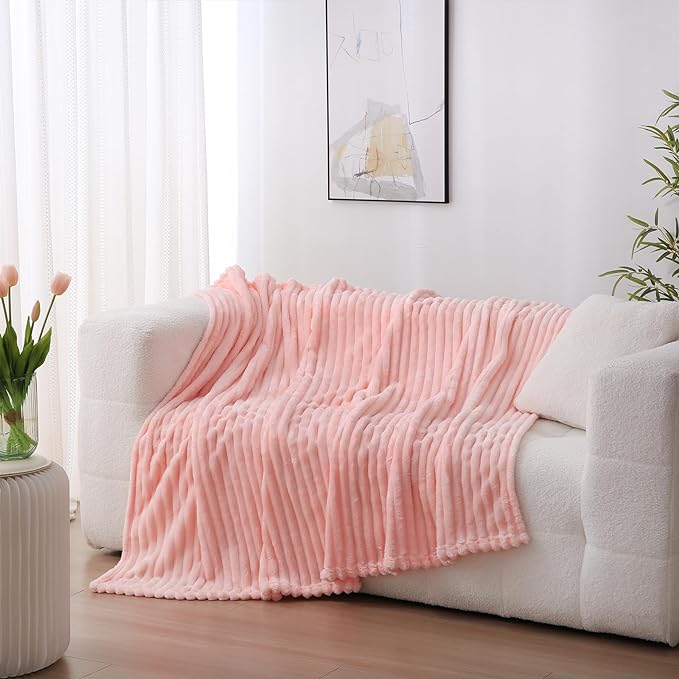 Light Pink Fleece Throw Blanket 50”×60” - Image 2