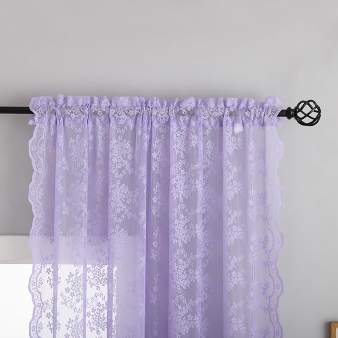 YJ YANJUN Vintage Lace Curtains 84 Inches Long-Victorian Floral Pattern - Image 3