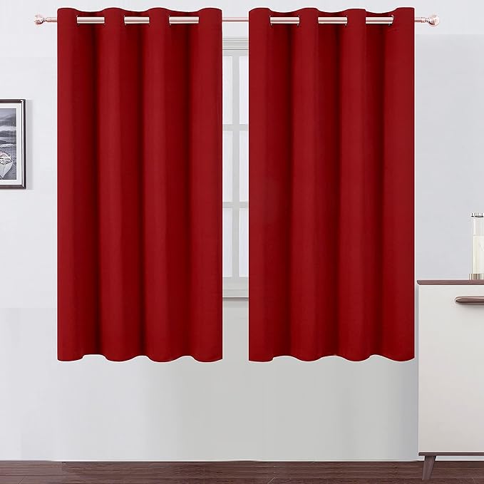 Red Blackout Curtains/52 x 63 Inch/Set of 2 Panels Room Darkening Curtains by Lemomo
