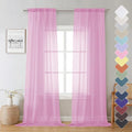 Sheer Curtains 96 Inches Long 2 Panels, Light Pink Farmhouse Voile Curtain by Lecloud
