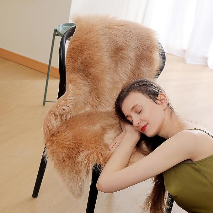 linmopm Faux Fur Sheepskin Rug, 2x3 ft | Shag Fluffy Fuzzy, High-Density Cushion - Image 4