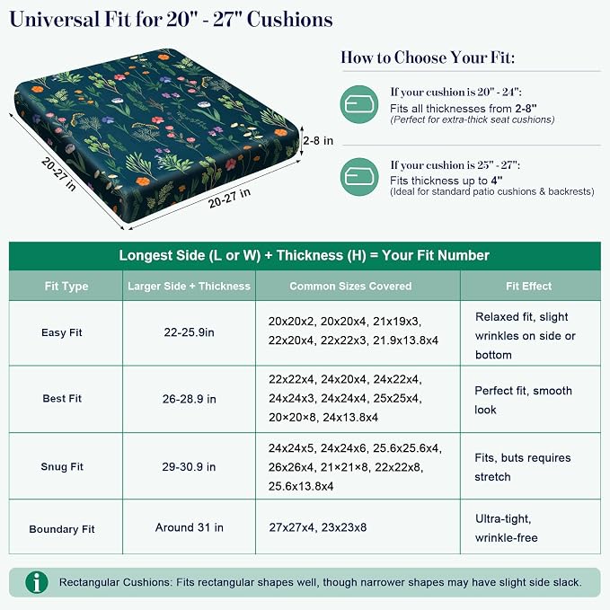 8Pcs Patio Cushion Covers Stretch Outdoor Furniture Protector Slipcovers | - Image 3