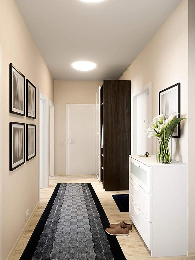 Custom Length Hallway Runner Rug, Slip Resistant, Checkered Black, 26 Inch X 20 - Image 3