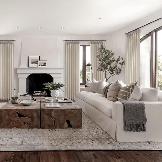 Topfinel 105 Inch Pinch Pleated Linen Curtains 1 Panels, Oatmeal Semi Sheer - Image 7