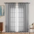 Charcoal Grey Sheer Curtains 84 Inches Long 2 Panels Set, Light Filtering Sheer by OVZME