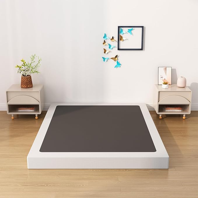 King Box Spring Bed Base 6 Inch, Low Profile Metal Box Spring King with Fabric Cover, 3000 Lbs Max Weight Capacity Mattress Foundation, Noise-Free, Easy Assembly