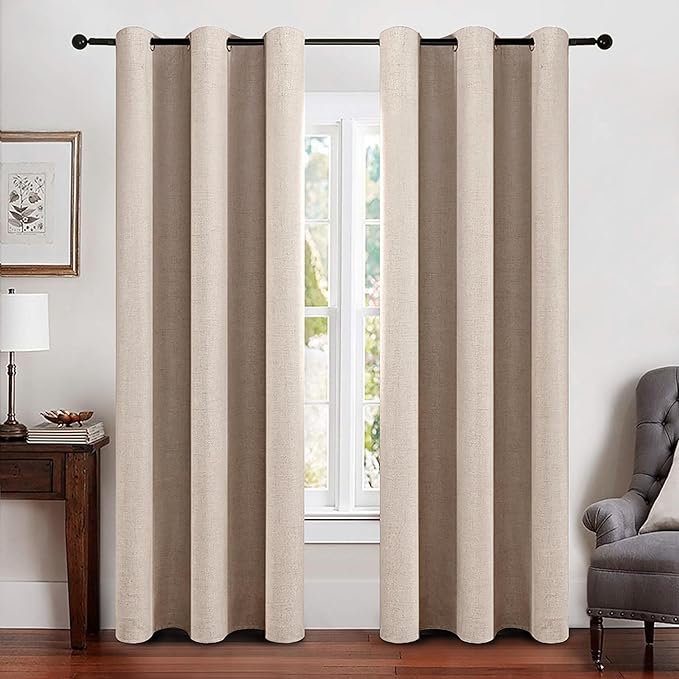 MIULEE 100% Blackout Linen Curtains by MIULEE