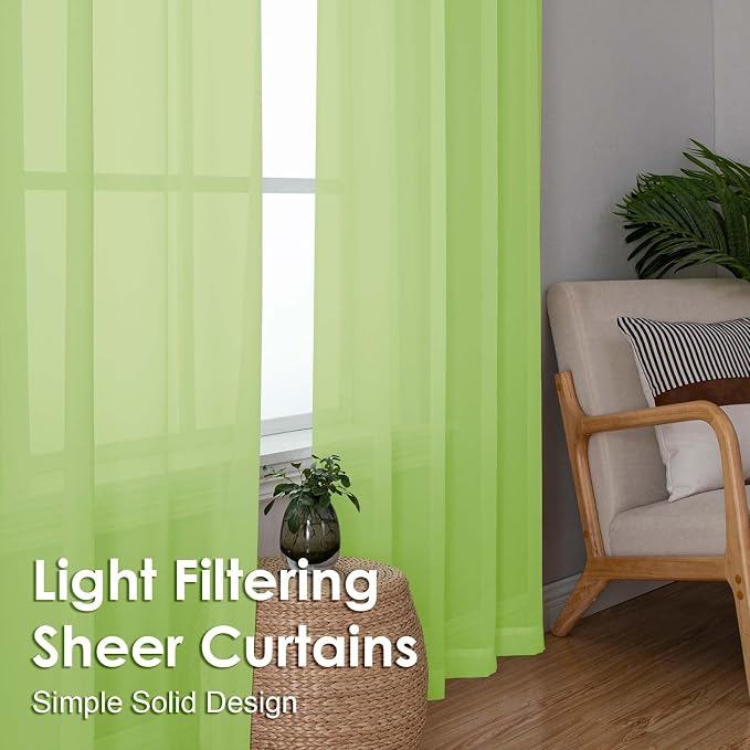 Sheer Curtains 84 Inches Long 2 Panels Set, Light Filtering Transparent - Image 6