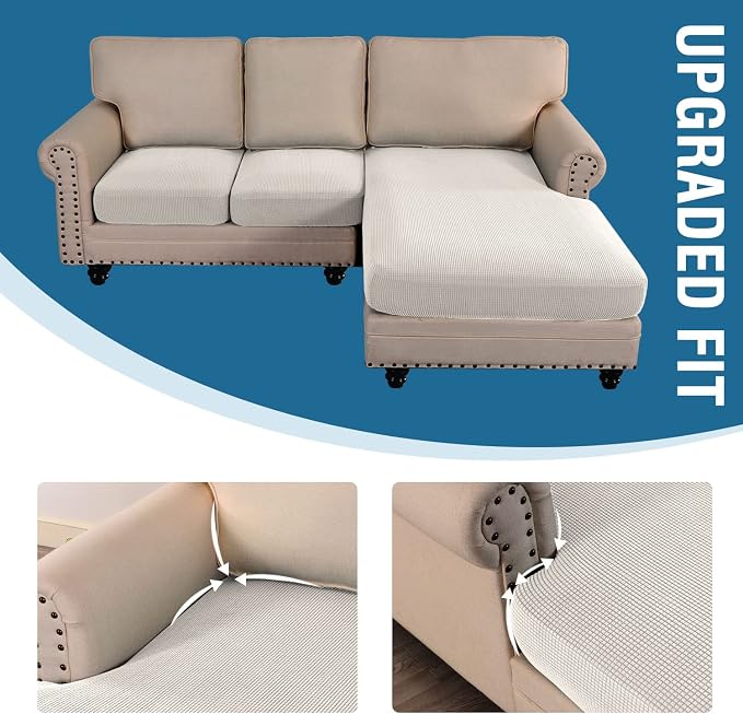 H.VERSAILTEX Sectional Couch Covers 3 Pieces Sofa Seat Cushion Covers L Shape - Image 7