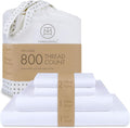 Threadmill Luxury Queen Sheet Set 800 Thread Count for Queen Size Bed - Hotel White Sateen Queen Bed Sheets, Better Than Egyptian Cotton,4 Pc Solid Soft Breathable Bed Set, Fits 16" Deep Pocket