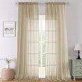 Taupe Sheer Curtains 108 Inches Long 2 Panels, Dual Rod Pocket Light Filtering by Lecloud